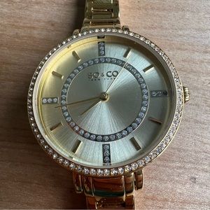 So&CO ladies gold tone crystal watch NEW BATTERY